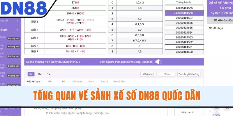 Tổng quan về sảnh xổ số DN88 quốc dân